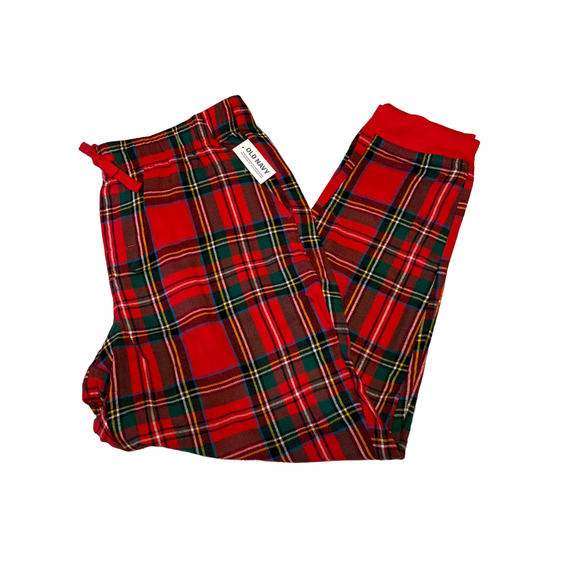 NWT Old Navy Red Tartan Christmas Plaid Flannel Pajama Joggers - Picture 2 of 10